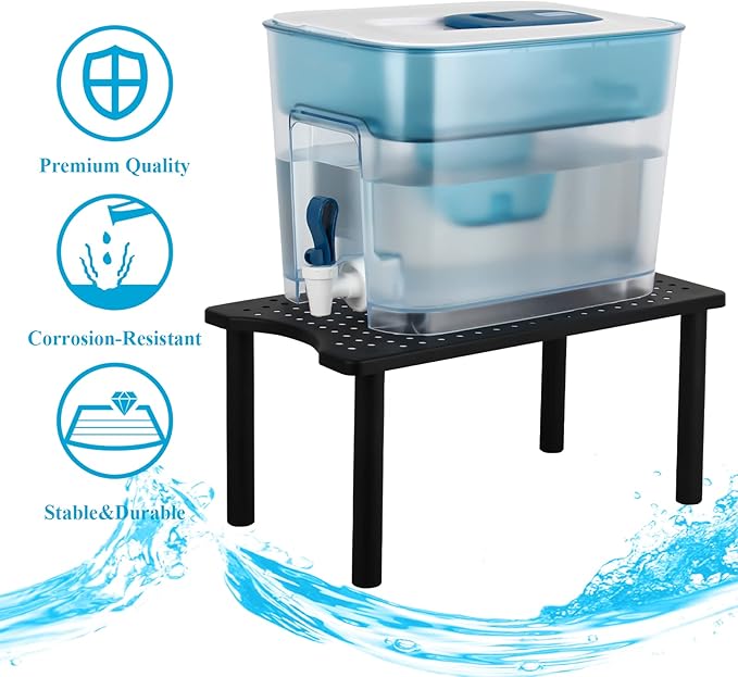 Water Dispenser Stand for Countertop-Metal Water Filter Stand Holder, Compatible with Brita Water Pitcher & ZeroWater Pitcher,Perfect for Drink Dispenser Stand (Black)