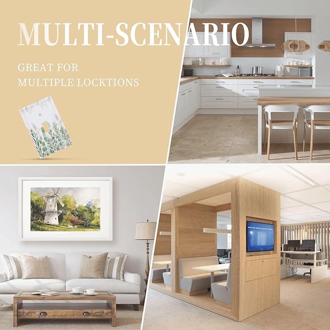 Green Eucalyptus Rustic Botanical Plant Leaves 1 Gang Boho Light Switch Covers Decorative Single Toggle Wall Plate Switchcover Electrical Switchplate for Country Bathroom Bedroom Decor