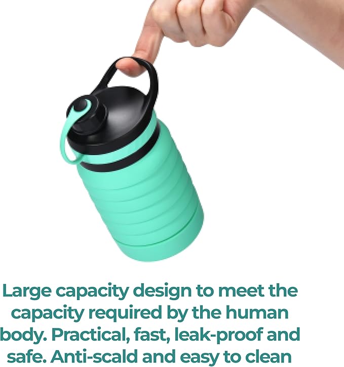 HYDRATE Bottles 27oz Collapsible Water Bottle - Silicone Foldable Water Bottle - BPA Free, Portable, and Lightweight Design - Ideal for Indoor, Outdoor, Travel, Office - Practical, Fast, Leak-Proof