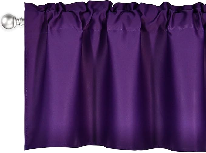 Royal PurpleValances for Kitchen Windows Blackout Rod Pocket Valances for Small Window 42 by 18 Inch 1 Panel