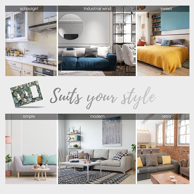 Green Stone Texture Combo 2 Toggle 1 Rocker Light Switch Wall Plate Cover Decorative 3-Gang for Electrical Outlets Room Bathroom Bedroom Home Kitchen One Decora Receptacle 4.5" x 6.38"