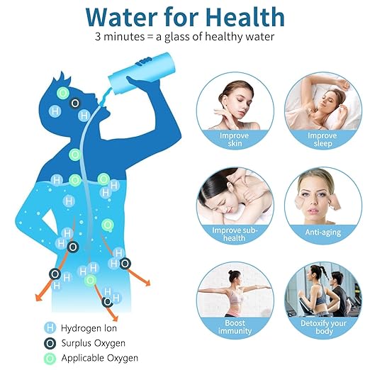 Papijojo Hydrogen Water Bottles,Hydrohealth Hydrogen Water Bottle,Hydrogen Water Bottle Generator with SPE PEM Technology,Hydrogen Water Ionizer Improve Water in 3 Min (Silver)