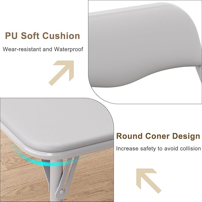 GAOMON Boys and Girls Folding Table and Chairs Set of 3, Portable Table and Chair with Pu Soft Cushion, No Installation Required, Suitable for Eating, Reading and Playing