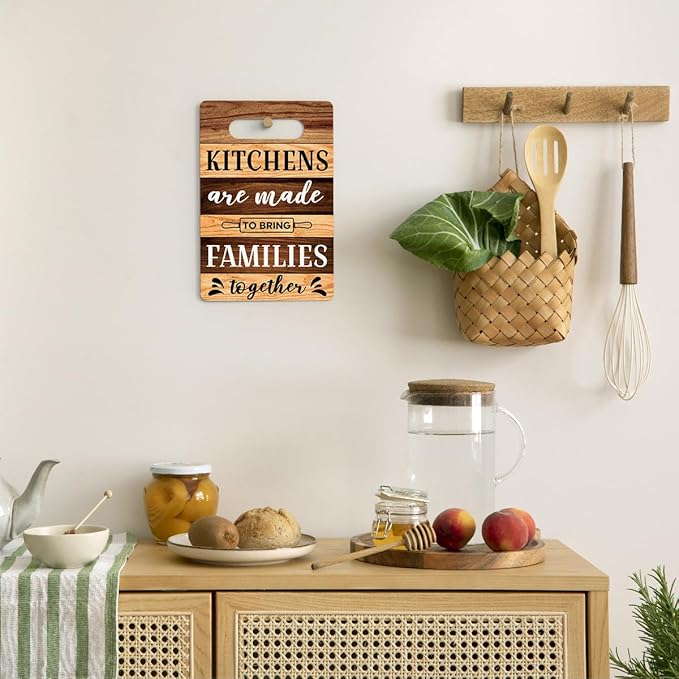 Farmhouse Kitchen Decor, Kitchen Signs Wall Decor, Wall Decor for Kitchen, Kitchen Decorations, Kitchen Door Wall Hanging Decor, Kitchens Are Made to Bring Families Together Sign 8 x 12 Inch