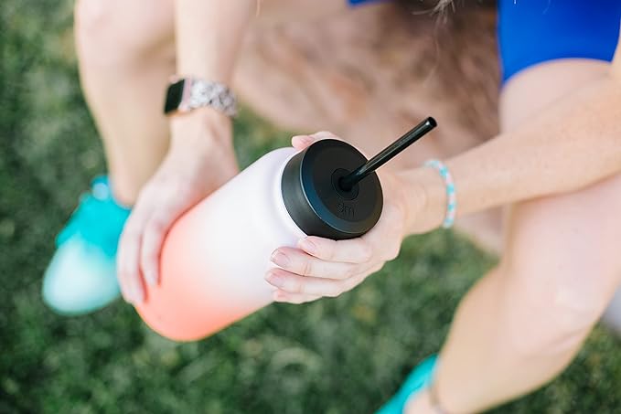 Simple Modern Wide Mouth Lid Leak Proof Straw Chug Handle Flip Fits Summit Water Bottles and Hydro Flask, Tumbler Style, Sunshine