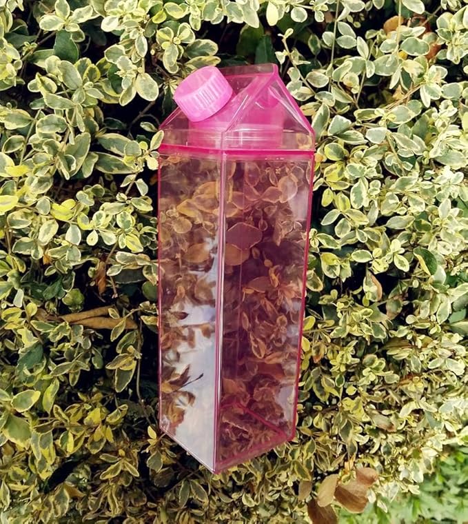 Jinberry 1000ml/34oz Cute Leakproof Clear Milk Carton Water Bottle Portable Drinkware for Outdoor Climbing Tour or Camping