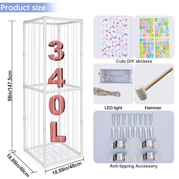 Beinou Stuffed Animals Zoo Storage Stuffed Animals Holder Extra Large Plushies Storage PVC Playroom Organizer Stuffed Animals Cage for Nursery Bedroom