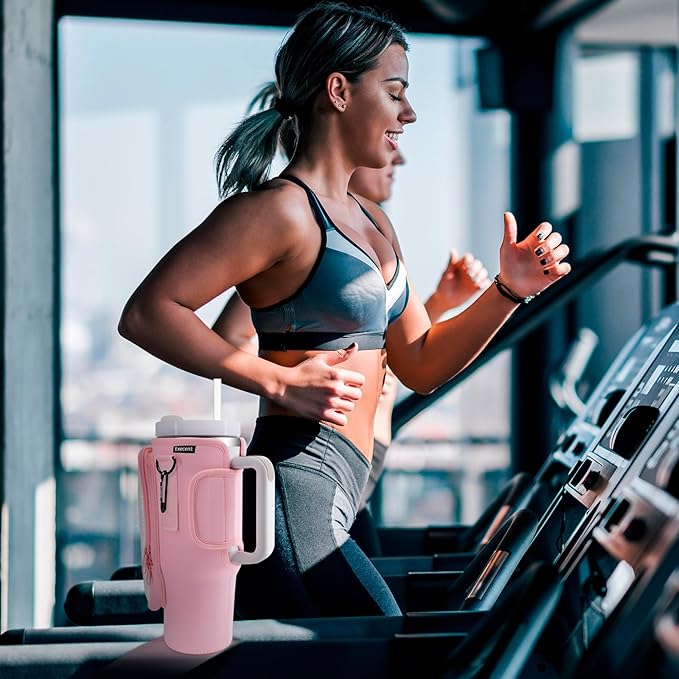 Water Bottle Carrier Bag for Stanley Cup Accessories, for Stanley Tumbler 40 Oz with Handle Holder Bag with Strap Neoprene Bollus with Straw, Straw Cover, Carabiner (Off White)