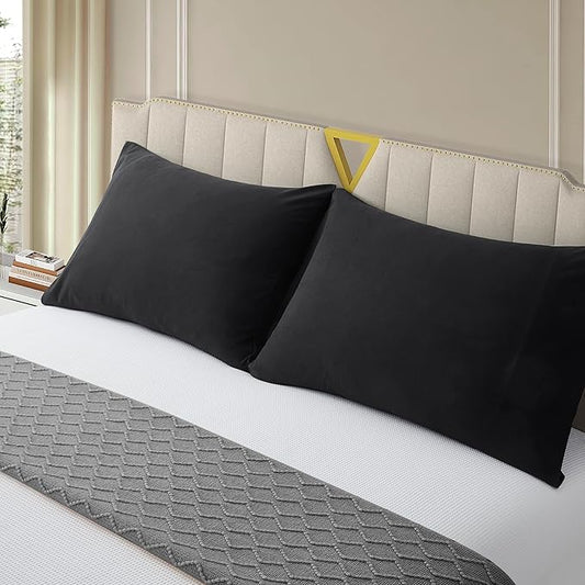 Travel Pillow Cases 14x20 Microfiber Black Pillow Covers Soft Comfortable Not Shrink Toddler Pillow Cases Set of 2 Envelope Style Pillowcases