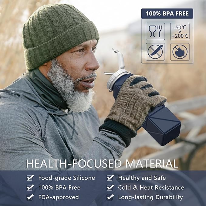 Collapsible Water Bottles, Silicone Foldable Portable Water Bottle 610ml, Lightweight Reusable Leakproof for Travel Camping Hiking Cycling Yoga Sports Outdoor