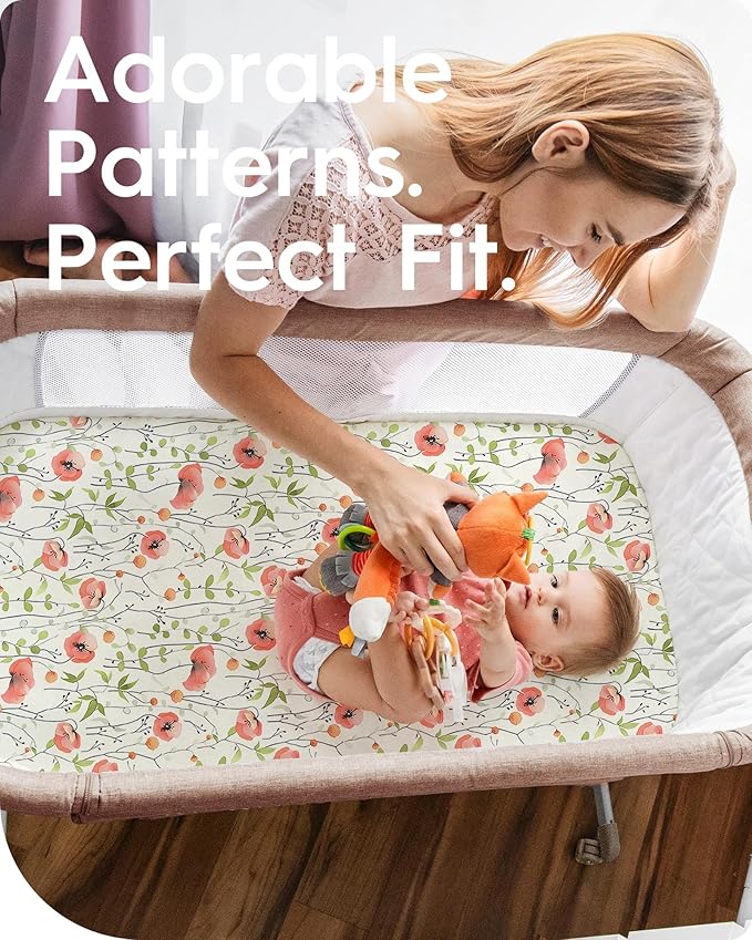 Graco Pack and Play Sheets Fitted, TotBasic Ultra Soft Mini Crib Sheets Boy, Neutral Pack N Play Mattress Sheets Hypoallergenic and Soothing, Premium Jersey Playrad Sheets, 2 Pack