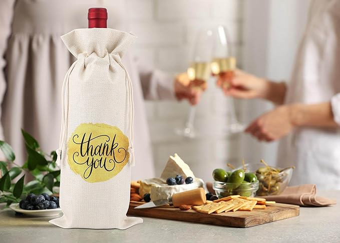 Grateful Wine Bag,Thank You Friend for the Gift,Party Thank You Favor,Family Holiday Gifts,Thank You Gifts for Colleagues,Employee,Family,Women,Social Workers,Bosses,1 Drawstring Gift Wine Bag,Q29
