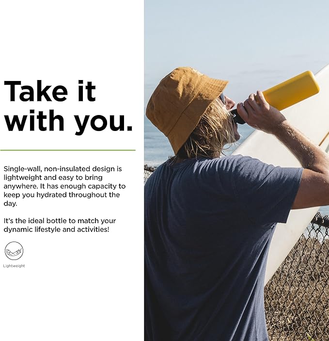 KLEAN KANTEEN Old Gold Sport Cap with Classic Water Bottle 27oz, 1 EA