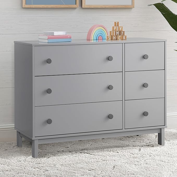 GAP babyGap Legacy 6 Drawer Dresser with Interlocking Drawers - Greenguard Gold Certified, Grey/Dark Grey