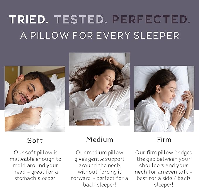 Lincove Signature 100% Natural Canadian White Down Luxury Sleeping Pillow - 800 Fill Power, 500 Thread Count Cotton Shell, Made in Canada, King - Firm, 2 Pack