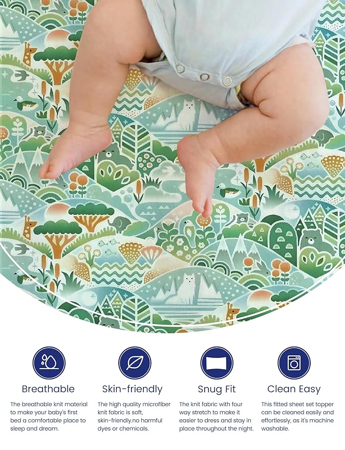 TotAha Premium Stretchy Crib Sheets (2-Pack)-Hypoallergenic, Silky Comfort, Buttery Soft, Calming Effect, All-Season Jersey-Knit Sheets, 9'' Extra Deep Pocket, Animal Print