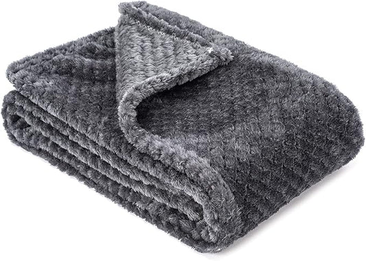 Fuzzy Blanket or Fluffy Blanket for Baby, Soft Warm Cozy Coral Fleece Toddler, Infant or Newborn Receiving Blanket for Crib, Stroller, Travel, Decorative (28Wx40L, XS-Dark Grey)
