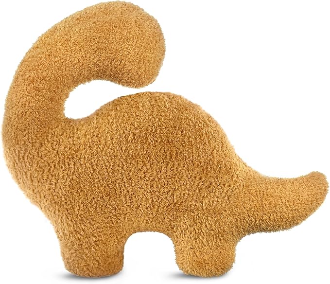 Dino Nuggets Pillow, Dinosaur Chicken Nuggets Plush Funny Gifts for Teen Boys Girls, Fun Throw Pillows Cute Room Decor for Teens Dinosaur Gifts (Small, Brontosaurus Style 2)