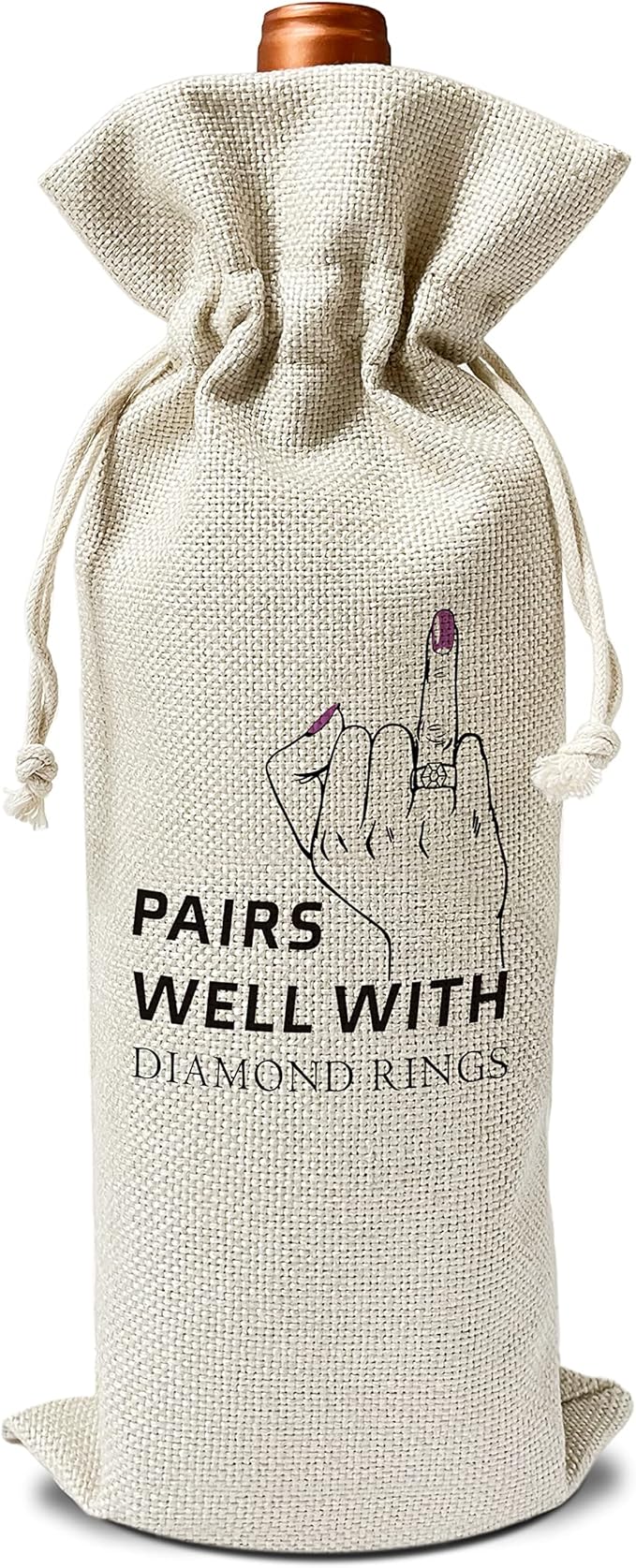 Zodvery Bride Wine Gift Bags - Gift for Couples, Wedding Party, Engagement, Bride-To-Be - Reusable Burlap With Drawstring Gift Bag (5.5"x 13.5")-1 Pcs/jiu024