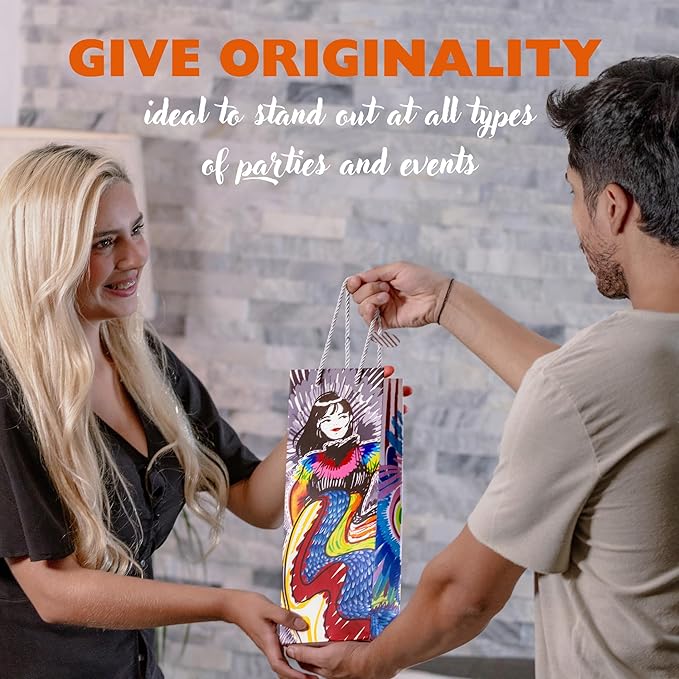 Generic 9 Wine & Bottle Bags, To Give Wine, Includes 9 Silver Clips to Close the Bag, with 250g Cardboard, Its Design Brings Originality to the Wine Gift Bag, 13.75 x 4.72 Inch