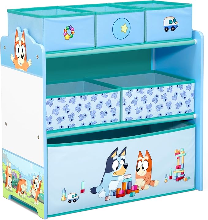 Delta Children - Bluey Design & Store 6 Bin Toy Storage Organizer - Greenguard Gold Certified, Blue