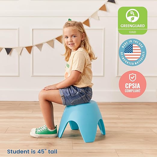 ECR4Kids Ayana Stool Set, Flexible Seating, Cyan Blue, 4-Pack
