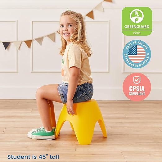 ECR4Kids Ayana Stool Set, Flexible Seating, Yellow, 4-Pack