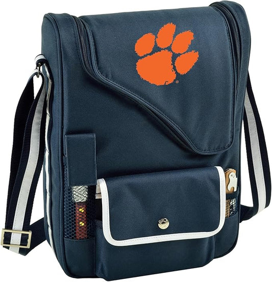 Picnic at Ascot Clemson University Tigers Licensed Deluxe Wine Carrier with Wine Glasses and Accessories for Two Assembled & Quality Approved in The USA