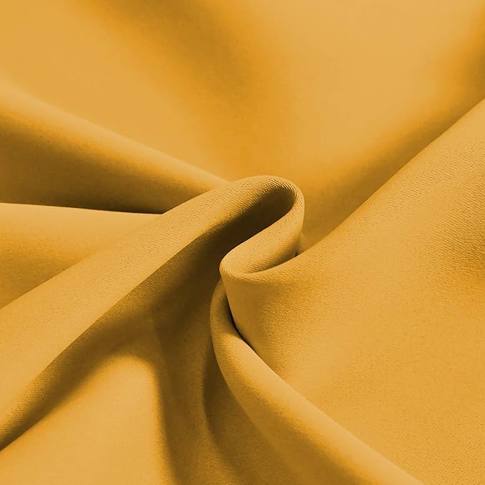 Gold Yellow Valance for Windows 52x18 Inch Solid Thermal Insulated Blackout Rod Pocket Kitchen Short Curtain Toppers Valance for Bathroom Living Room 1 Panel