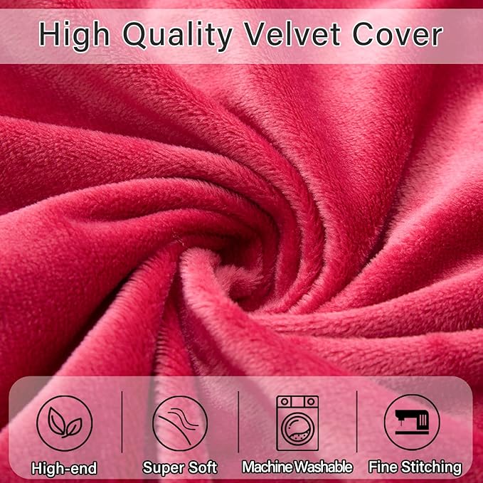 Body Pillow Cover, 20x54 Inches Body Pillow Case Cover with Zipper, Soft Fuzzy Velvet Long Pillow Pillowcase (Red)