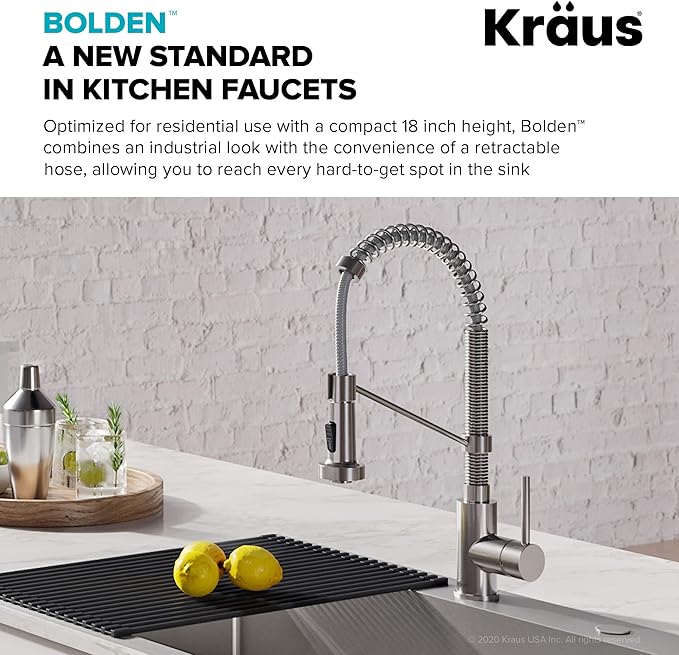 Kraus KPF-1610-FF-100SFACB Bolden Commercial Style Pull-Down Kitchen Purita Water Filter Faucet Combo, Spot Free Antique Champagne Bronze
