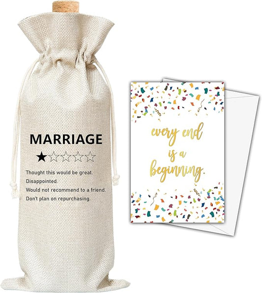 Dskly Divorce Gifts Wine Bag & Card, New Beginning Gifts, Break Up Wine Bag Gifts For Divorced Women Men Friends Sisters, Pairs Well With New Beginnings Wine Bag For Divorce Party -45