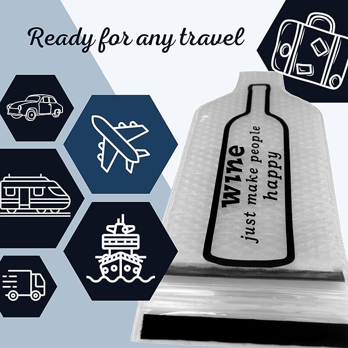 WINEGUARD PRO: [Ultimate 4-Layer] Wine Bottle Protection for Travel. Perfect for Wine Lovers - Durable & Reusable Wine Bags for Travel, Wine Travel Bag Airplane Approed. Pack 5 Set (10 pcs)