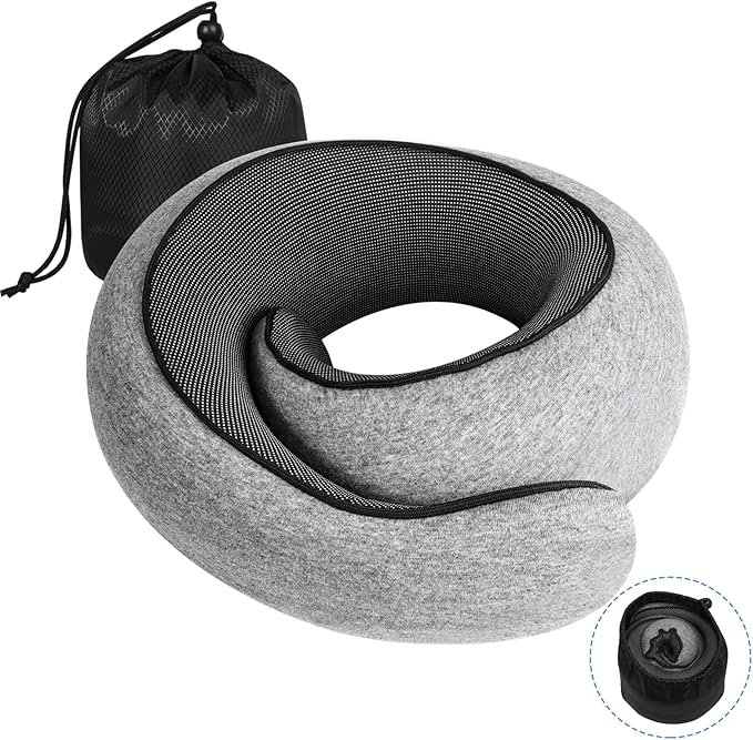 Travel Pillow Neck Pillow 2024, Memory Foam Neck Pillow Airplane, 360° Travel Neck Pillow Soft Neck Pillow for Traveling, Portable Travel Pillows for Airplanes Offices and Cars
