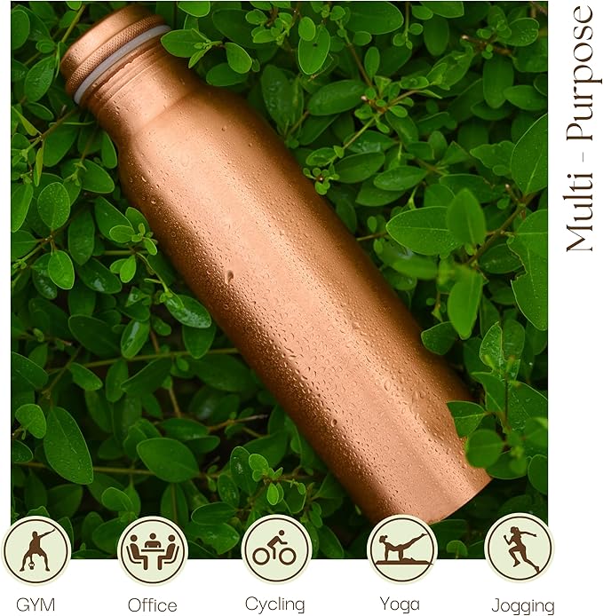 RAJRANG Copper Water Bottle 34 oz Leak Proof Design Vessel Ayurveda Health Pitcher for Sport Fitness Yoga 1000 ml