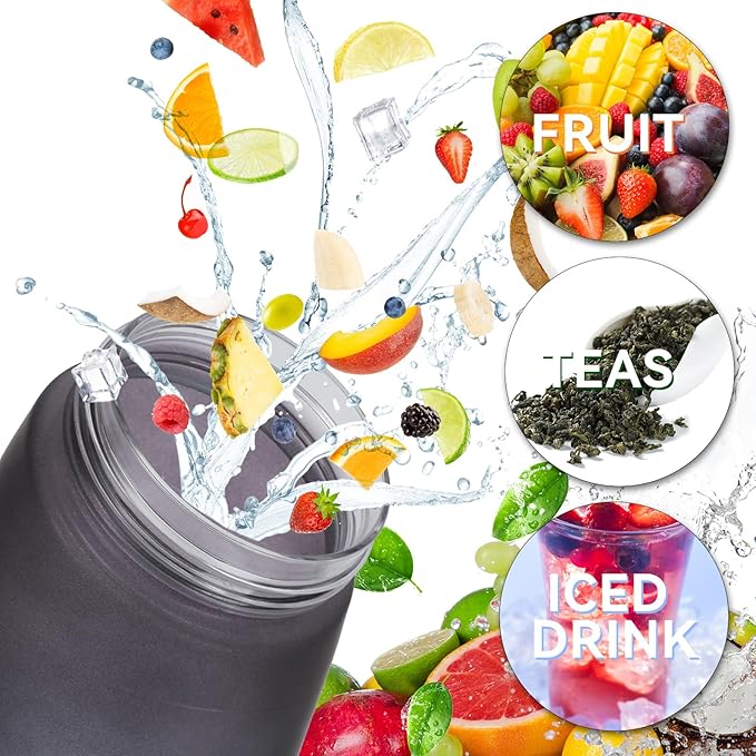 Water Bottle with Flavor Pods 21.9 Oz/650ml Fruit Fragrance Water Bottle Recyclable Sports Air Water Cup Scented Pods for Outdoor (Blue Black)