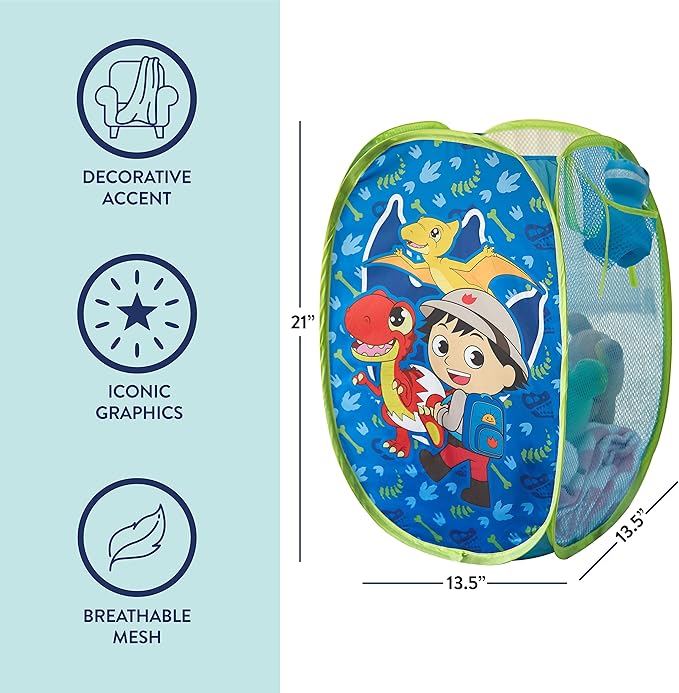 Idea Nuova Ryans World Pop Up Laundry Storage Hamper with Durable Carry Handles, 21" H x 13.5" W X 13.5" L