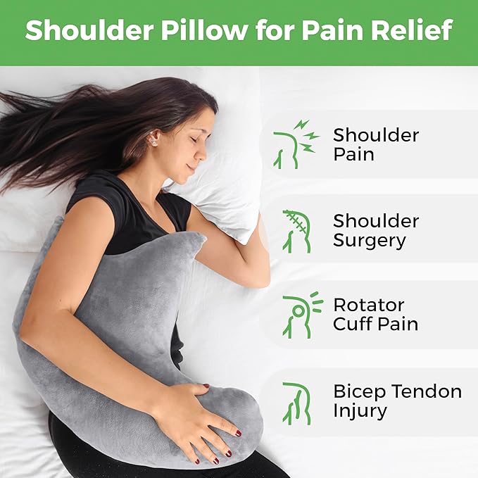 Rotator Cuff Pillow – Soft and Comfortable Shoulder Pillow for Shoulder Surgery – Ergonomic Uniquely Shaped Shoulder Pain Relief Support – Double Zipper Cover – Machine Washable