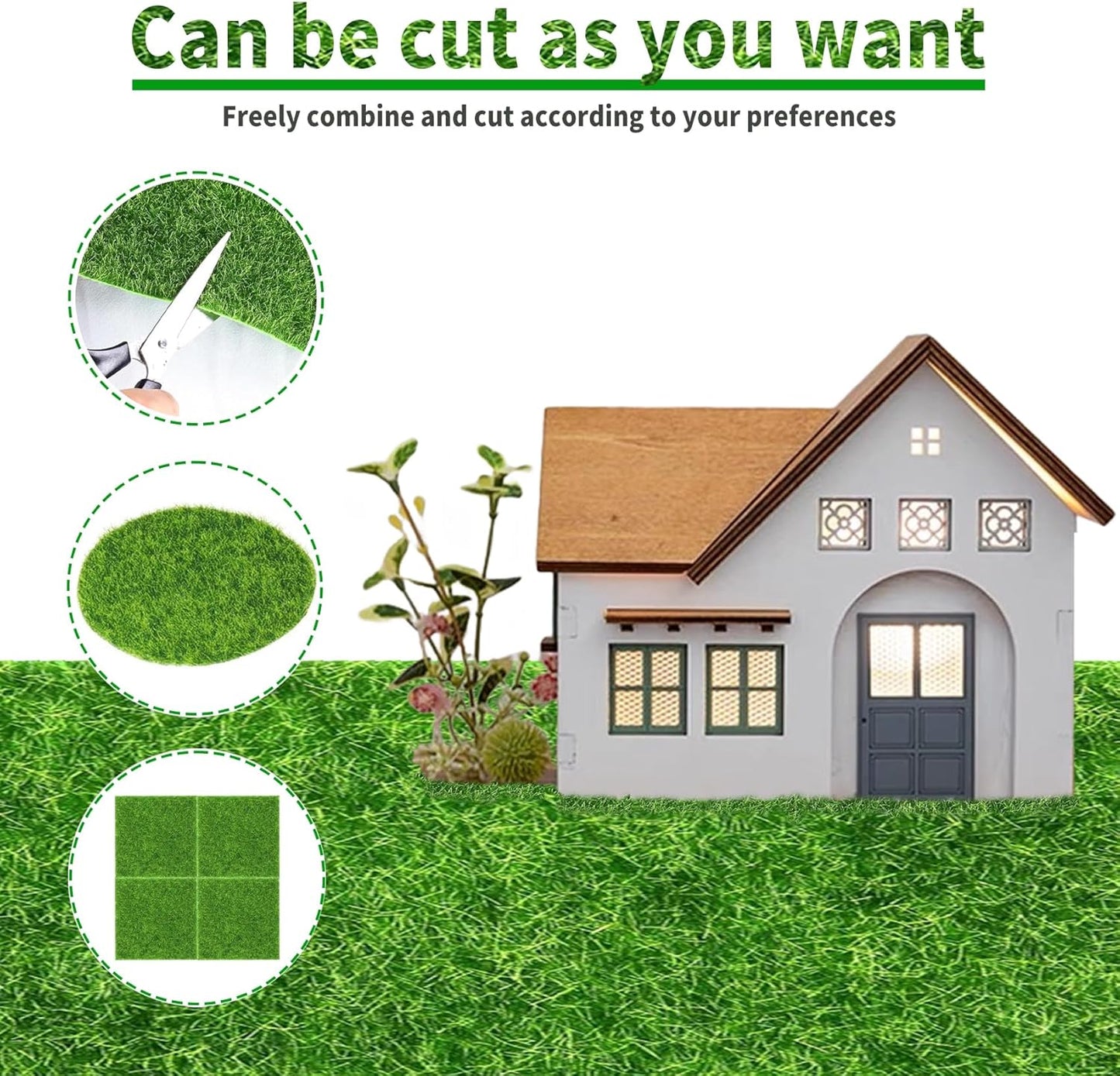 12 Packs 6 X 6 Inch Fake Grass Decor for Crafts, Artificial Grass for Dollhouse Miniature Ornament Projects, Model Turf Grass for DIY Fairy Garden Accessories and Decor Kit