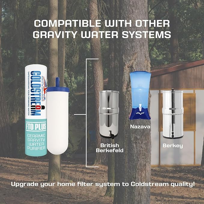 FTO+ Water Filter Cartridge (2 Pack) - Dependable Gravity Water Filter for Easy Installation as a Berkey Water Filter Replacement - Ceramic Gravity Water Filter For Stainless Steel Systems