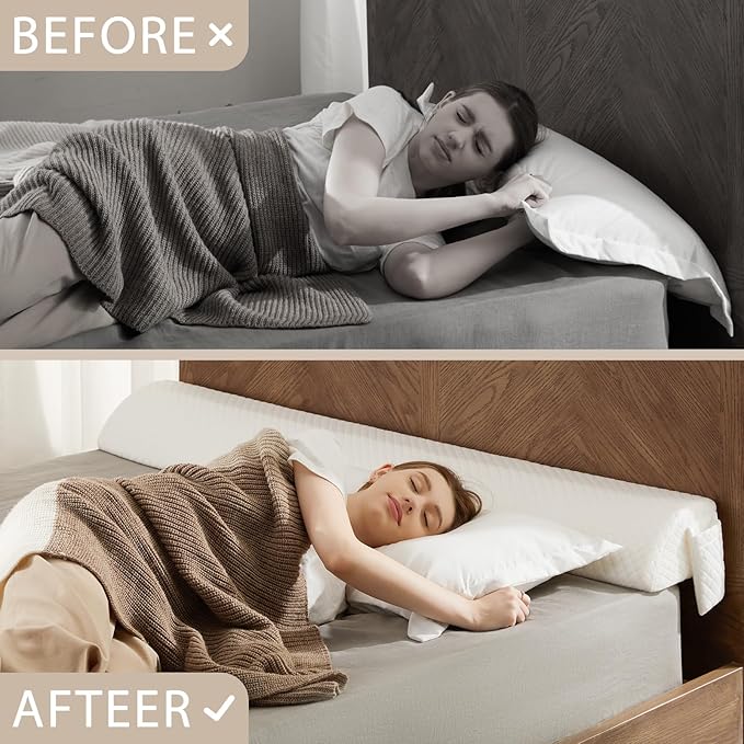 Queen Size Bed Wedge Pillow for Headboard Gap,60"x10"x6" Bed Gap Filler(0-8") Between Headboard and Mattress,Stop Loosing Your Pillows