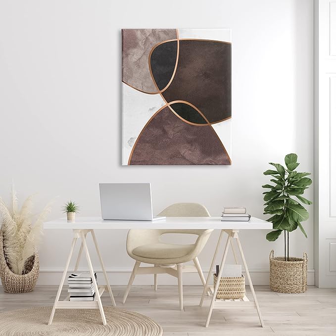 Stupell Industries Abstract Deco Shapes Layered Contrasting Tones Brown Purple, Designed by Design Fabrikken Canvas Wall Art, 36 x 48