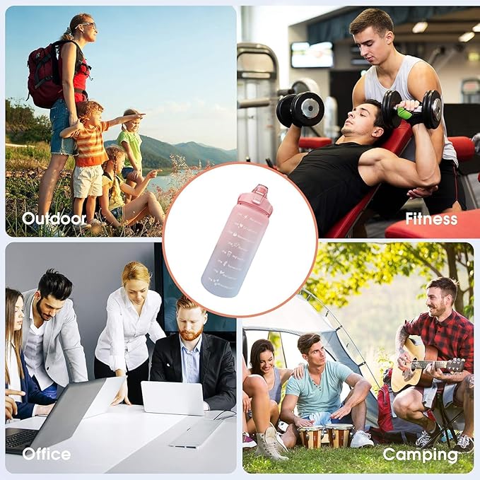 Frosted Gradient Color Rinking Bottles with Straw, Open Leakage Proof Sports Water Cup for Office, Gym, Outdoor(Pink)