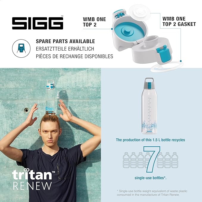 SIGG - Tritan Renew Transparent Water Bottle - Total Clear ONE MyPlanet - For Carbonated Beverages - Dishwasher Safe - With Fruit Strainer - Leakproof & Lightweight - BPA Free - 17 Oz / 25 Oz / 51 Oz