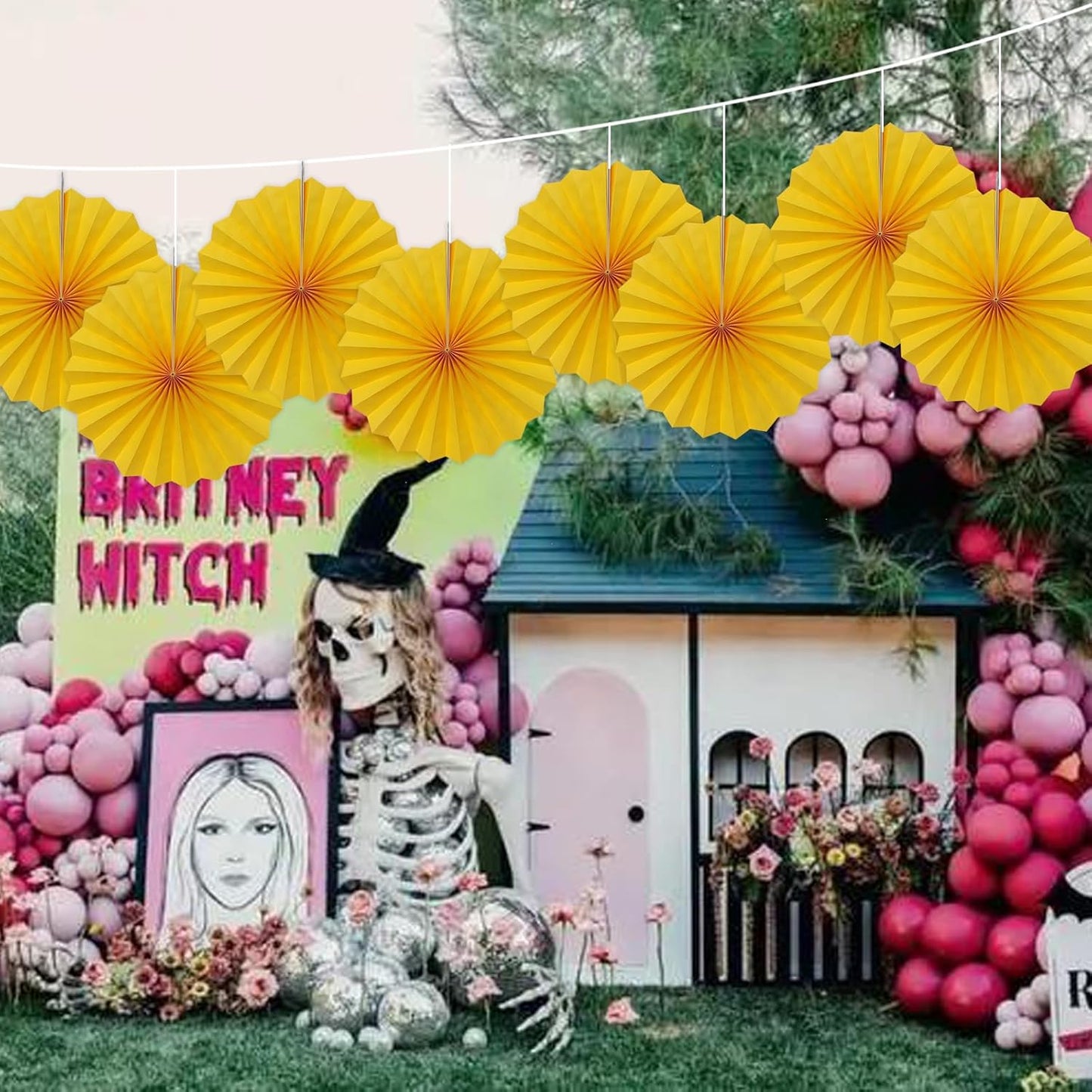 Morange Party Decorations,,Halloween Decor Events Accessories，Orange Birthday Decorations,Sunset Party Decorations,Party Fans 30 Color DIY Set (Morange)