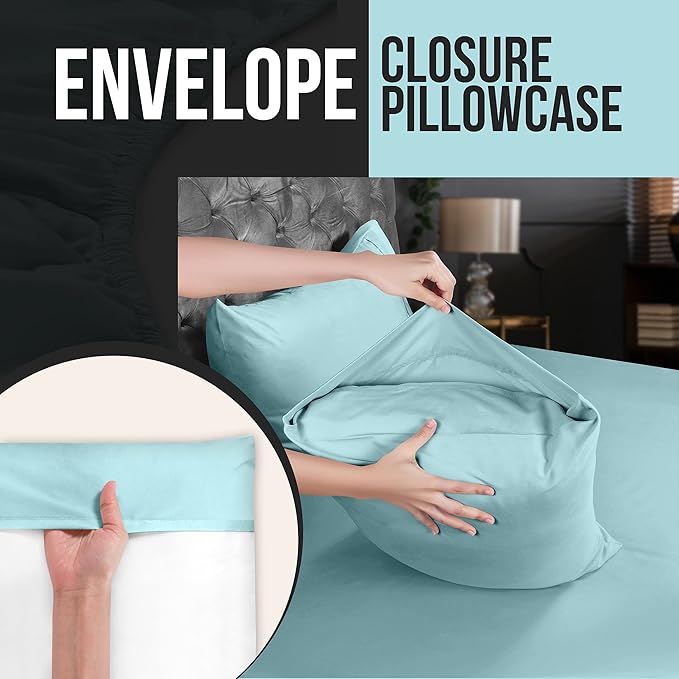 Utopia Bedding King Pillow Cases - 2 Pack - Envelope Closure - Soft Brushed Microfiber Fabric - Shrinkage and Fade Resistant Pillow Covers 20 X 40 Inches (King, Spa Blue)