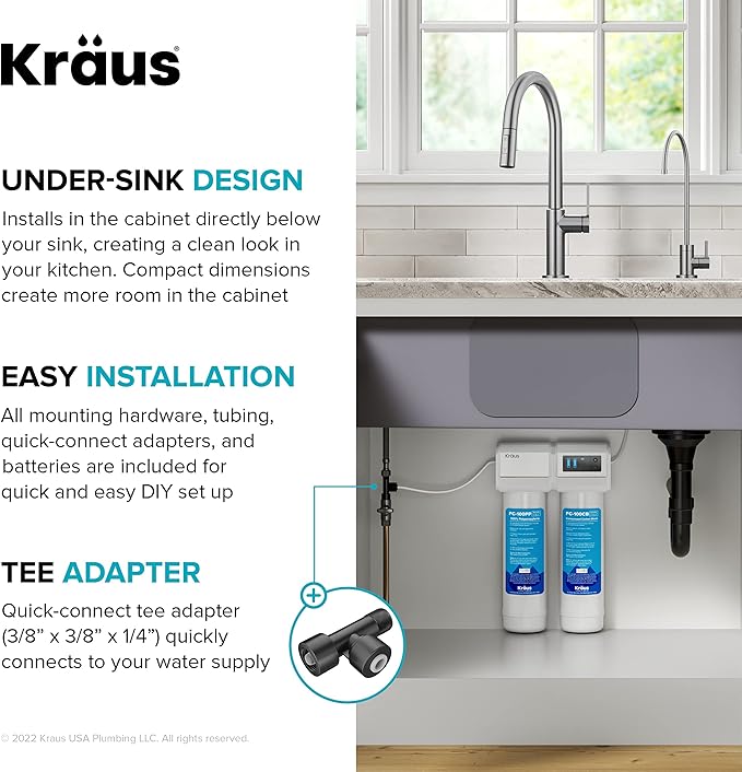 KRAUS Purita 2-Stage Under-Sink Filtration System with Single Handle Drinking Water Filter Faucet in Spot-Free Antique Champagne Bronze, FS-1000-FF-104SFACB