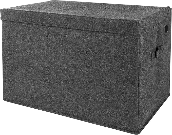 Sammy & Lou Collapsible Felt Soft Toy Box Toy Chest for Toddlers Toy Storage Organizer with Handles and Hinged Lid, 22 x 14.5 x 15 inches, Charcoal Gray