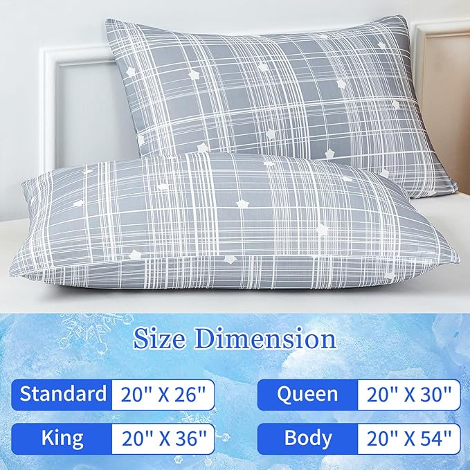 Cooling Pillow Cases for Hot Sleepers - Double Side Arc-Chill Q-Max>0.5 Cooling Fiber Cool Pillow Cases 2 Pack - Breathable Soft Cold Pillow Cases with Hidden Zipper (20" x 26")