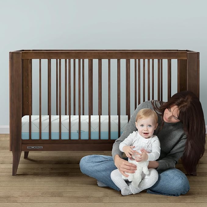 Delta Children Starlit Sky 2-Stage Crib and Toddler Mattress – GREENGUARD Gold Certified, CertiPUR-US Certified Foam, Breathable Machine Washable Cover, Waterproof Barrier, Made in USA, Blue